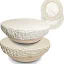 Reusable Bowl Covers for Bread Proofing(2-Pack)  Double-Layer Linen & Food-Grade TPU Liner  Elastic Cloth Cover for Sourdough, Dough Proofing, Fermentation, Food Storage (Almond & Gray)