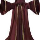 Colorful House Velvet Wizard Robe with Hooded and Sleeves, Halloween Vampire Witch Wizard Cloak Fancy Cosplay Costume