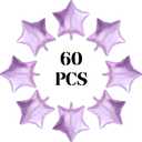 60 Pcs 10in Star Shaped Balloons Lilac Light Purple Foil Mylar Balloons Small Foil Balloon Decoration for Women Girls Valentine's Day Birthday Wedding Proposal Bridal Bachelorette Party Decor
