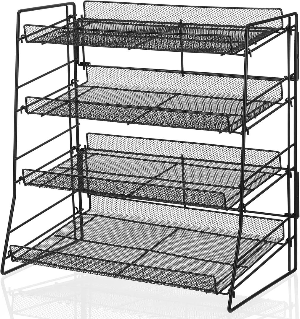 Lemecima 4-Tier Candy Display Rack, Mesh Snack Display Rack for Countertop, Kitchen and Stores
