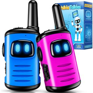 Toys for 3-8 Year Old Girls: comedyfun Mini Robots Walkies Talkies for Kids 2 Pack Birthday Gifts for 3 4 5 6 7 8 Year Old Girls Boys Camping Hiking Toys Age 4 5 6 7 8 Girl Boy (Blue/Pink)