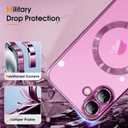 ZIYE Magnetic Case Made for iPhone 16 6.1 Inch [Compatible with MagSafe] Full Camera Lens Protection, Clear Luxury Phone Cover Soft TPU Bumper Drop Protective Case for iPhone 16 Women Men, Hot Pink