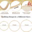 CroBlissful 3 Pcs Large Embroidery&Quilting Wooden Hoop No Slip Kit 12/14/16 Inch Round Large Embroidery Hoop for Quilting Cross Stitch DIY Floss Starter of Sewing Art Kits Crafts