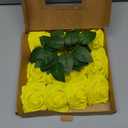BLEUM CADE 16Pcs Artificial Flowers Fake Roses with Stems, Yellow Boxed Foam Roses for DIY Bouquets Centerpieces Wedding Party Arrangement Bridal Shower Decor