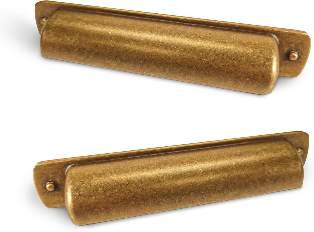 10 Pack 3.75 Inch(96mm) Antique Brass Cabinet Cup Pulls Kitchen Cabinet Handles Hardware Bin Cup Pulls for Cabinets Brass Drawers Cup Pull for Dresser Cupboard Wardrobe