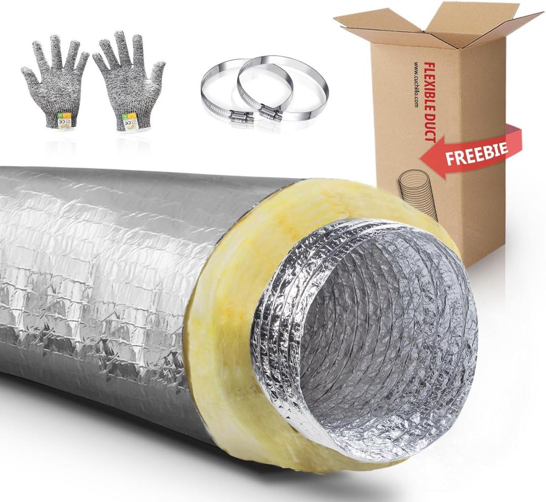 6 in. x 25 ft. Insulated Flexible Duct R4.2 Silver Jacket, 6 - Flexible Ductwork - Ducting & Venting