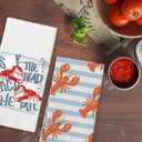 Coastal Lobster Kitchen Towels Set, Beach Ocean Crawfish Kitchen Decor, Red Lobster Gifts for Friends, Crawfish Boil Hand Towels Dish Towels for Kitchen 16x24 Inch, Set of 2