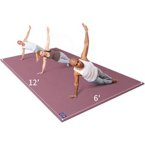 Premium Large Yoga Mat for Home Gym Workout 6'x12'x9mm, Extra Wide and Long Exercise Mats for Double Men and Women, Thick, Non-Slip, Soft for Stretching and Light Cardio on any Floor (Purple)