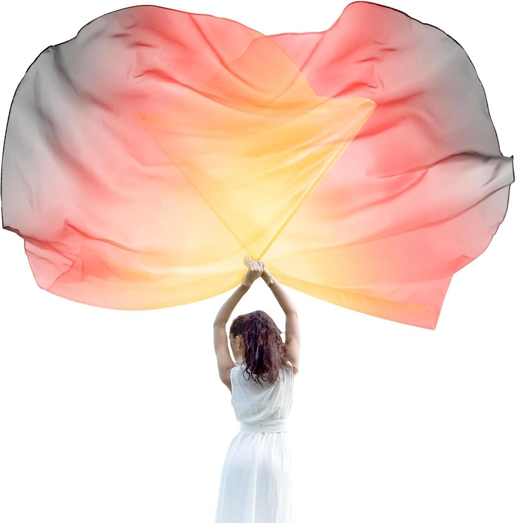 Jetec 2 Set 55" Praise Worship Flags for Dance Church with Scalable Rod Semicircle Worship Liturgical Angel Wing Flag for Outdoor Stage Practice Performance Religious Activities (Yellow Red Black)