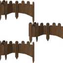 Wood Garden Edging, Staggered Wooden Edging Border Decorative Small Picket Panels for Flower Bed Barriers and Landscape Fencing