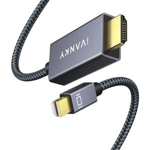 IVANKY 4K Mini DisplayPort to HDMI Cable 10FT, 4K@60Hz Unidirectional Mini DP to HDMI Cable, Braided/Alum Shell, Thunderbolt 2 to HDMI Cable for MacBook, Surface Pro/Dock, Monitor, Projector - 10FT