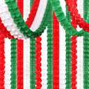 Red-Green White Party-Decorations Christmas Streamers-Garland - 12pcs Mexico Italian 4-Leaf Clover Paper Streamers,Italy Mexican Birthday Baby Shower Wedding Banners,New Years Winter Decor Ouruola