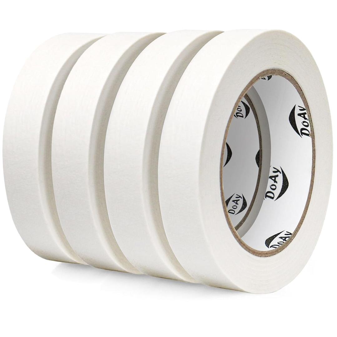 4 Pack White Painters Tape - Masking Tape 1 inch Wide - Multi-Surface, Smart Adhesion, Indoor & Outdoor Use - Paint Tape for DIY, Labeling, Art, Car, General Purpose - 360FT Total