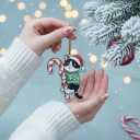 Tuxedo Cat Ornament Hugging Candy Cane 2D Flat Acrylic Ornament - Christmas Tree Decoration, Black and White Cat Holiday Tree Decoration for Pet Lovers 2025