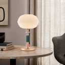  Milk White Glass Shade Table Lamp Modern Metal Desk Lamp with Plug Cord Switch for Bedroom Living Room