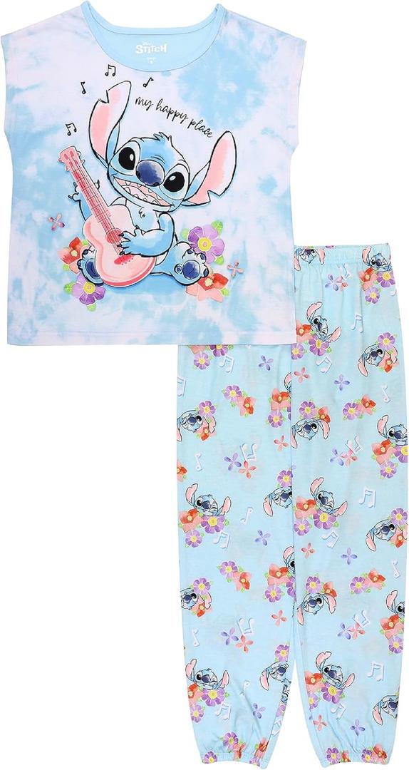 Disney girls 2-piece Loose-fit Pajama Set, Princess Pajamas, Soft & Cute for Kids (4, My Happy Place)