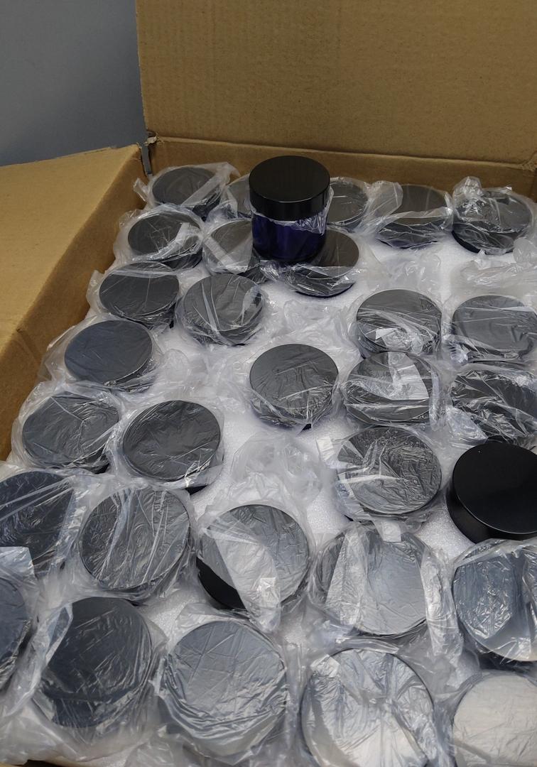 31 x 
Round Glass Jars with Black Lids - Cobalt Blue