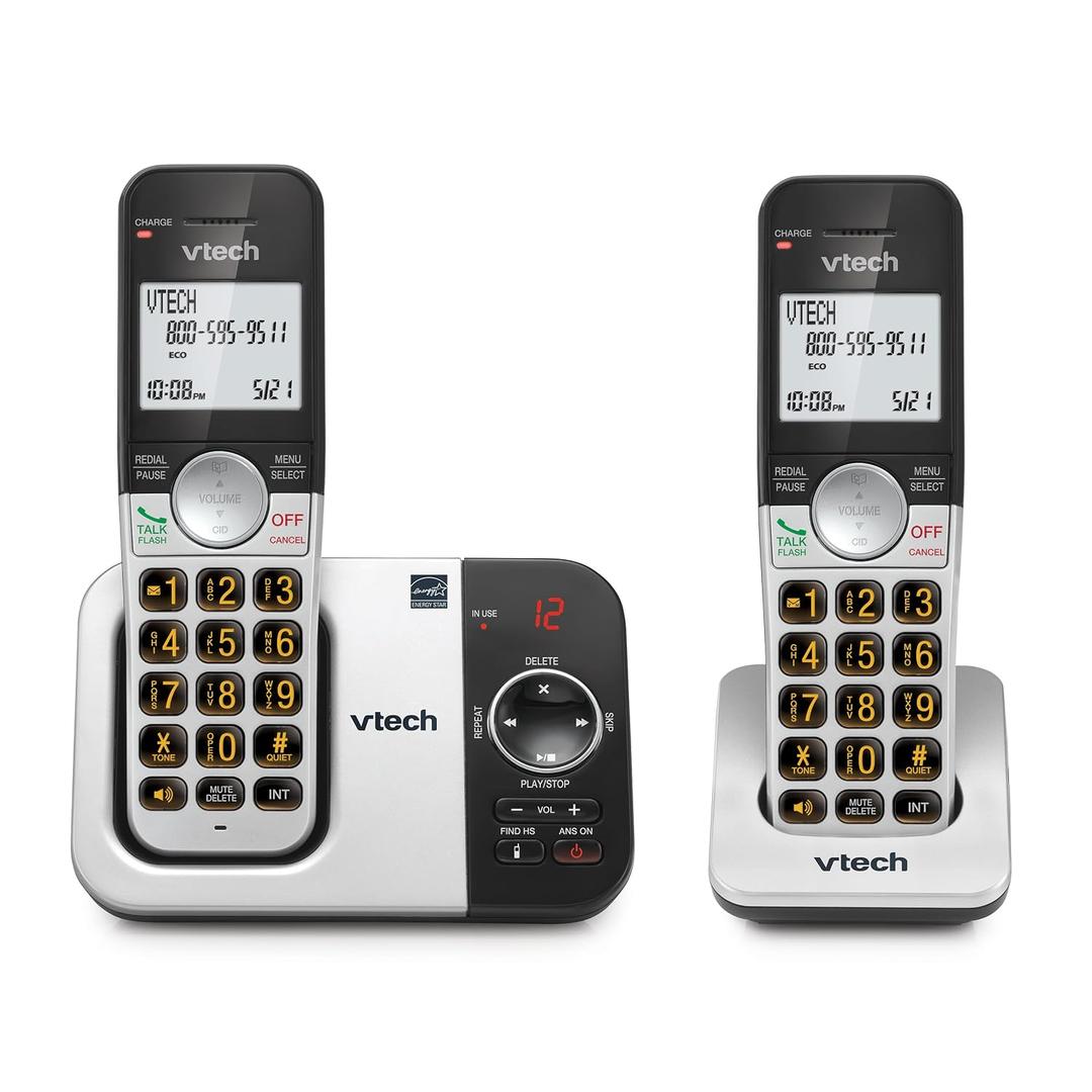 VTech VG232-2 DECT 6.0 Cordless Phone with Answering Machine, 2 Handsets Large Backlit Display, Big Buttons, Full-Duplex Speakerphone, Caller ID