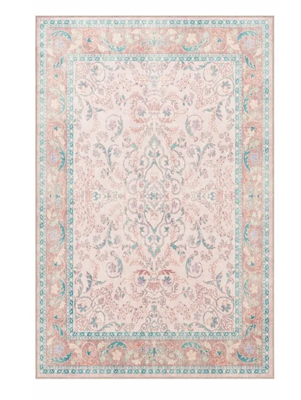 Modern Light Pink Traditional Patterned Washable Decorative Carpet  2'4" x 4'