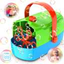 Bubble Machine Durable Automatic Bubble Blower, 18000+ Big Bubbles Per Minute Bubbles for Kids Toddlers Bubble Maker Operated by Plugin or Batteries Bubble Toys for Indoor Outdoor Birthday Party (Green Blue)