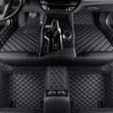 Custom Personalized Floor Mats for CarsLuxury Full Coverage All Weather Car Floor MatsAnti-Slip Leather Car Mat Set Custom Floor Mats for 99% of Cars, Trucks & SUVs (Pure Black)