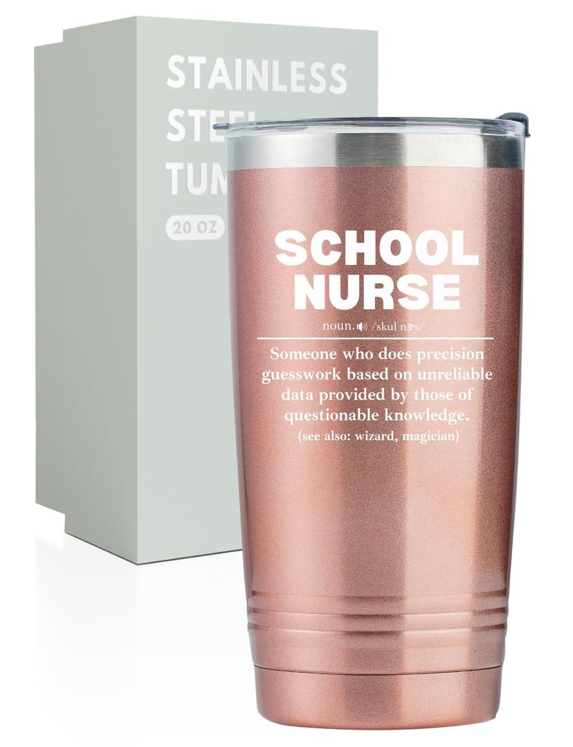 Onebttl School Nurse Gifts for Women, Stainless Steel Tumbler 20 OZ With Lid and Straw, Appreciation Gift for Christmas - Noun