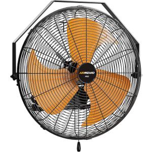 AIRWIZARD Pro Serie 18 Inch Industrial Wall Mount Fan, 5200 CFM High Velocity Metal Wall Fan, 3 Speed, Adjustable Tilt, Commercial Use for Garage, Gym, Patio, Workshop, Basement, Greenhouse, UL Listed