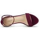 PARTY Women's Chunky Block Heels Open Toe Ankle Strap 3 Inch Heeled Sandals Comfortable for Wedding and Prom,Burgundy, Size-7.5