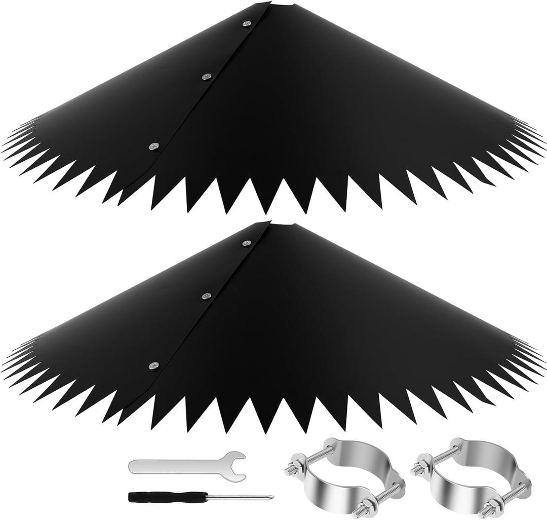 2 Pack Squirrel Baffle for Bird Feeder Poles, 19inch Serrated Squirrel Baffle Shield, Bird House Guard, Squirrels Proof Deflector, Squirrels Guard Stopper for Outside Shepherd Hooks