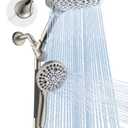 Dual Handheld Shower Head Combo, 2-in-1 Rain Shower Heads System 8 Inch Rainfall Shower Head and 10 Modes High Pressure Hand Held Showerhead with Built-in Power Wash, Standard-Round, Brushed Nickel