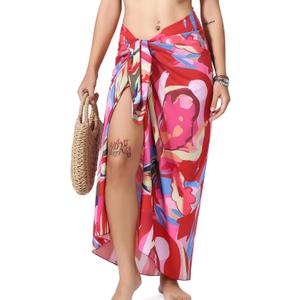 AI'MAGE Sarong Wraps for Women Long Hollow Swimsuit Coverup Tie Beach Bikini Skirt Cover Up Bathing Suit Pareo Wraps M/ XL