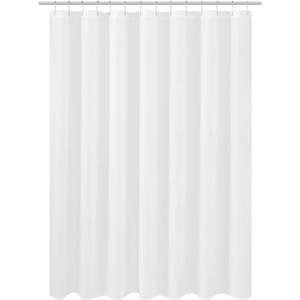 N&Y HOME Large Fabric Shower Curtain Liner 84 x 78 inches, Hotel Quality, Washable, Water Repellent, White Bathroom Curtains with Grommets, 84x78