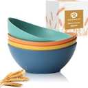65 OZ Wheat Straw Bowls Set of 4, Large Unbreakable Salad Bowls, Microwave & Dishwasher Safe Big Serving Bowl, Kitchen Bowl Mixing Bowl for Popcorn, Cereal, Soup and Oatmeal (Multicolor)