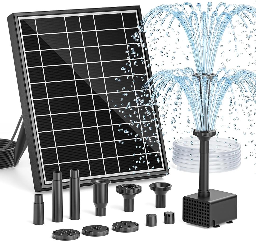 Solar Bird Bath Fountain Pump, 7.5W Outdoor Solar Water Fountain Pump for Bird Bath with 7+ Spray Modes & 5ft Tubing, DIY Solar Powered Water Pump for Garden, Ponds, Pool and Fish Tank