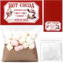 100 Set Christmas Cocoa Hot Chocolate Toppers with Clear Party Favor Treat Bags Christmas Clear Bag Toppers for Hot Cocoa Mix Marshmallows Cookies Candies Small Gifts