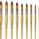 7PCS Biaelk16RT Professional Mop Acrylic Paint Watercolor Brushes Set Taklon Hair Large Round Pointed Tip Wooden Handle Size12345681012 for Watercolor,Pottery,Wash,Gouache,Face Painting