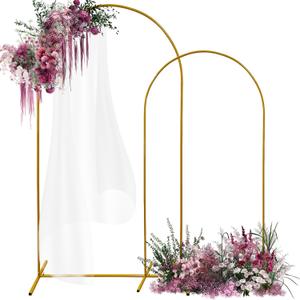 Arch Backdrop Stand Set of 2, 7.2FT 6FT Metal Gold Wedding Arch Frame Balloon Stand for Birthday Party Baby Shower Ceremony Decoration