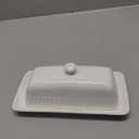 Ceramic Butter Dish with Lid, White Butter Holder Container with Porcelain Cover Knob Handle, Butter Dishes for Countertop Refrigerator, Perfect for East West Coast Butter Storage, Striped
