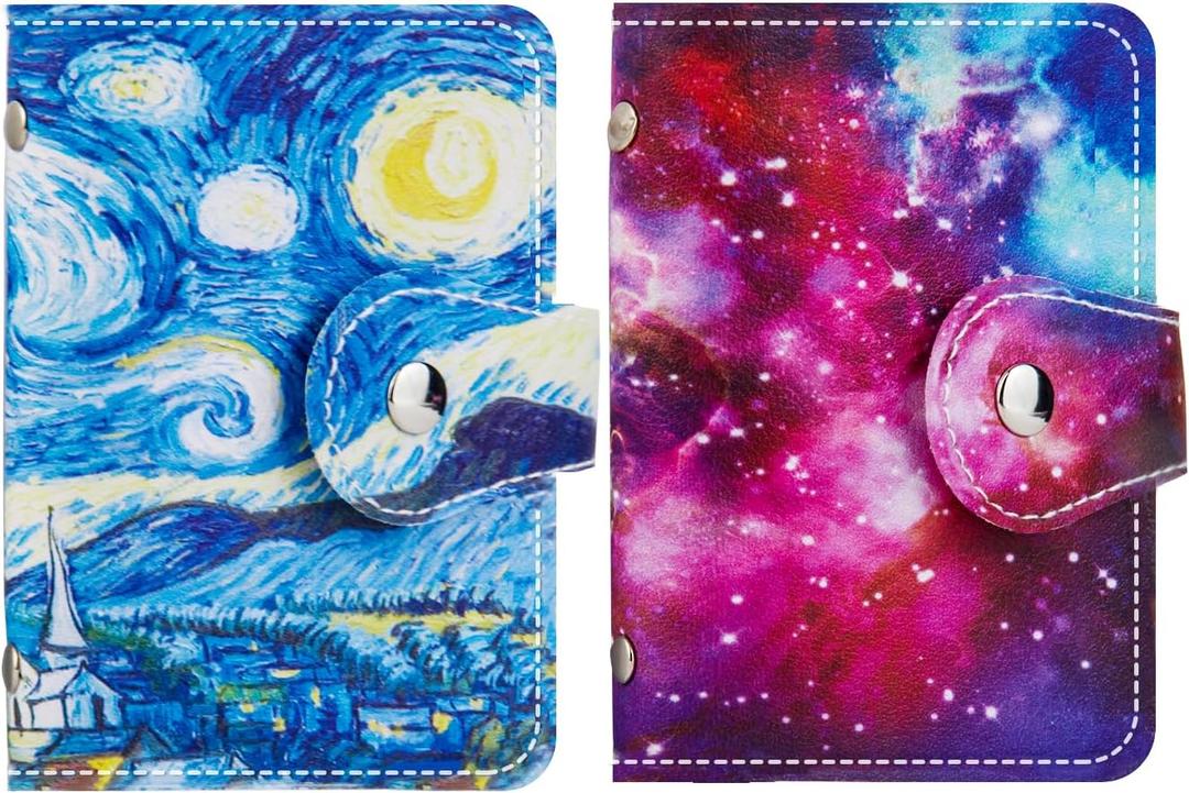 2 Pcs Credit Card Holder and business card holder Sd Card Holder Each Has 26 Card Organizers, 2024 New Credit Card Holders book for Men and Women. (Astral)