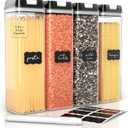 Simply Gourmet Airtight Food Storage Containers with Lids  4 Piece Slim Kitchen Pantry Organization Set, 8 Cup Capacity, BPA-Free Clear Plastic, Stackable Containers for Flour, Sugar, Rice, Snacks