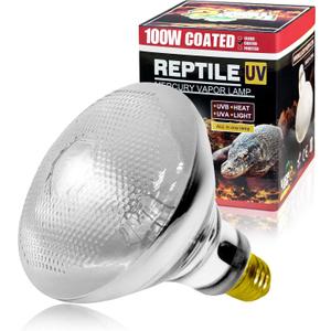 LUCKY HERP 100 Watt UVA UVB Full Spectrum Vapor Heat Lamp Bulb, Self-Ballasted UV Heat Lamp/Bulb/Light for Reptile and Amphibian, Sun Lamp for Bearded Dragon Lizard Turtle(Coated)