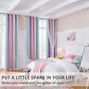 XiDi Curtains for Girls Bedroom Kids Room Unicorn Princess Theme Room Darkening 63 inches Long Wall Decals Pink Purple Green, W52 X L63