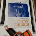 Giraffe Tools Retractable Hose Reel with 1/2 Inch x 100FT, Heavy Duty Ground Mount Garden Hose Reel, Automatic Rewind,with 9-Function Sprayer Nozzle & Flexible Swivel Base