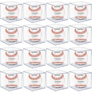 16 Pack Baseball Display Case, UV Protected Acrylic Boxes for Display,Clear Display Case Baseball Cube Memorabilia Showcase Autograph Ball Protector - for Official Size Ball
