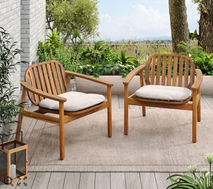 Outdoor Club Chair Set with Cushions Set of 2, 29.5"H x 28.5"W x 30.75"D