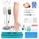 Intravenous Practice Arm Kit with 30 Injection Spots for ID, IV Training, Phlebotomy Practice Kit for Nursing Student with Portable Case Education Use Only