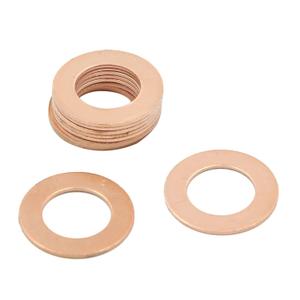 X AUTOHAUX M13 x 23mm x 1mm Copper Crush Washers Flat Car Sealing Gaskets Plate Rings 10pcs