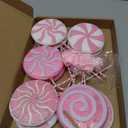 Panelee 24 Pcs Christmas Candy Ornaments Pink Candy Cane Peppermint Ornament for Christmas Tree PVC Xmas Lollipop Peppermint Hanging Decoration for Holiday Xmas Tree Party Decoration