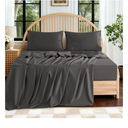 SONORO KATE 100% Egyptian Cotton Sheets King Size  600 Thread Count, Luxury Hotel Sateen Weave Bedding Set, Soft Breathable Sheet Sets, 16" Deep Pocket  4 PC(Dark Grey,King)