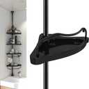 No-Drill Corner Shower Caddy, 39-125" Heavy Duty Rustproof Tension Pole, 4-Layer Large Storage Shelves with Guardrail, Bathroom Organizer for Shampoo, Soap & Accessories, Black